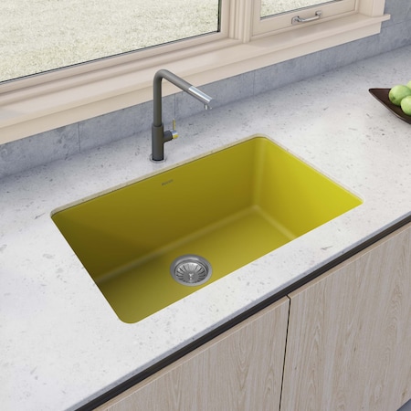 Ruvati 30-inch Fireclay Undermount / Drop-in Topmount Kitchen Sink Single Bowl Yellow RVL3030YL
